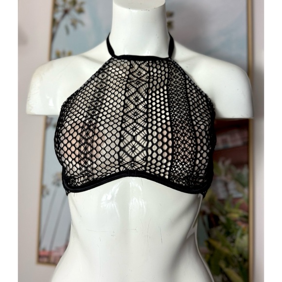 Victoria's Secret Black Lace Very Sexy High Neck Unlined Bra Bralette Size 38C - Picture 1 of 10